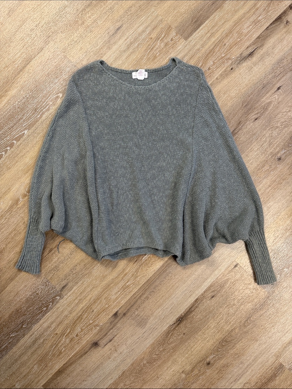 Relaxed Batwing Sweater in Olive Green